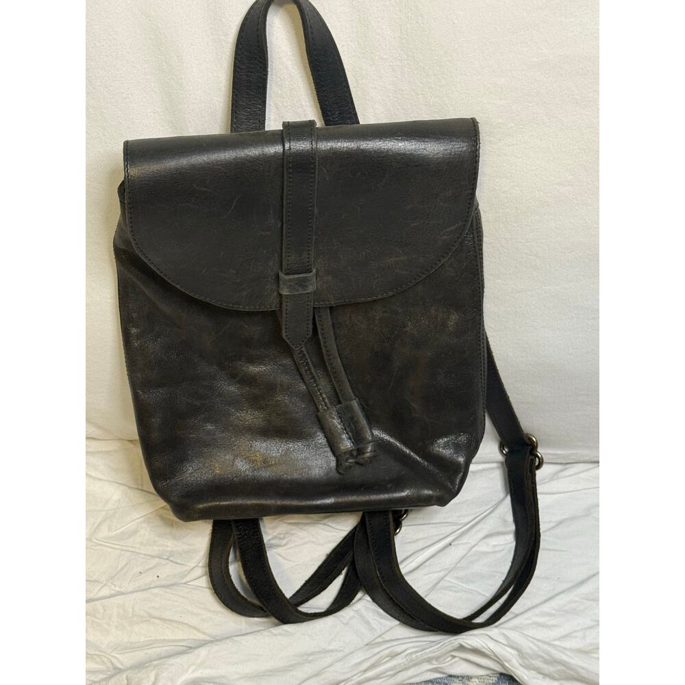 ABLE Abera Convertible Leather Backpack black Distressed Boho